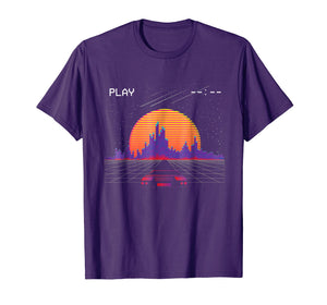 cyberpunk outrun synthwave sunset fast car aesthetic t shirt