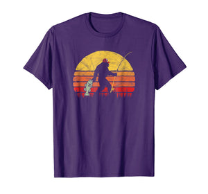 Bass Fishing Funny Bigfoot in Trucker Hat Retro T-Shirt