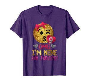 9th Birthday Shirt For Girls - OMG! I'm Nine and Fabulous