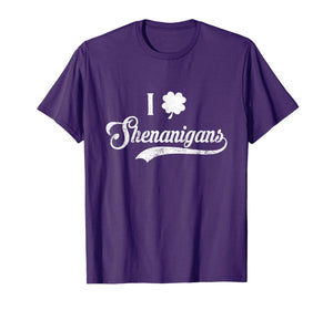 Happy St.Patrick's Day - I Love Shenanigans With Shamrock T-Shirt-2646849