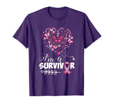 Load image into Gallery viewer, I'm a survivor heart pink ribbon breast cancer awareness T-Shirt

