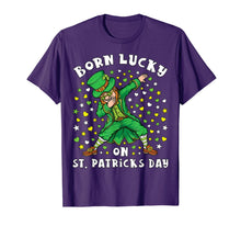 Load image into Gallery viewer, Born Lucky On St Patrick&#39;s Day Dabbing Leprechaun Birthday T-Shirt-711770
