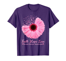 Load image into Gallery viewer, Breast Cancer Awareness Faith Hope Love Daisy Pink flower T-Shirt
