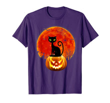Load image into Gallery viewer, Black Cat Pumpkin Moon Halloween Costume Funny T-Shirt
