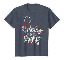 Load image into Gallery viewer, Nurse Stethoscope Merry and Bright Christmas Lights Gift T-Shirt
