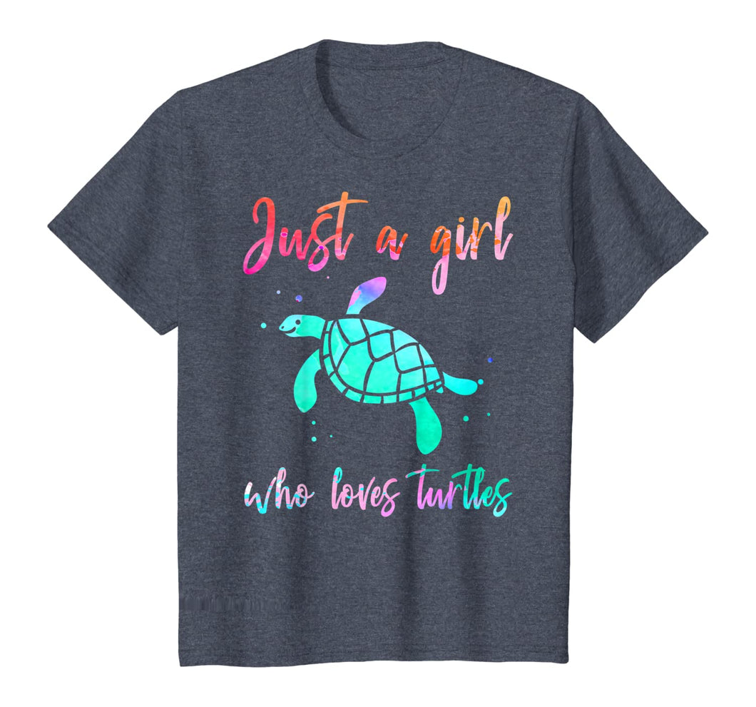 Kids Watercolor Just A Girl Who Loves Turtles Shirt Sea Turtle T-Shirt