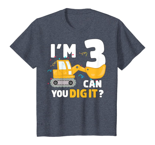 Kids Construction Truck 3rd Birthday Boy Excavator 3 Year Old T-Shirt-237782