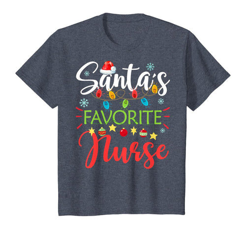 Santa's Favorite Nurse Xmas Light Santa Hat Christmas Gift T-Shirt