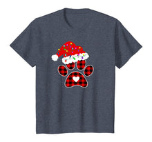 Load image into Gallery viewer, Buffalo Plaid Christmas Paw Dog with Santa hat &amp; Lights Gift T-Shirt
