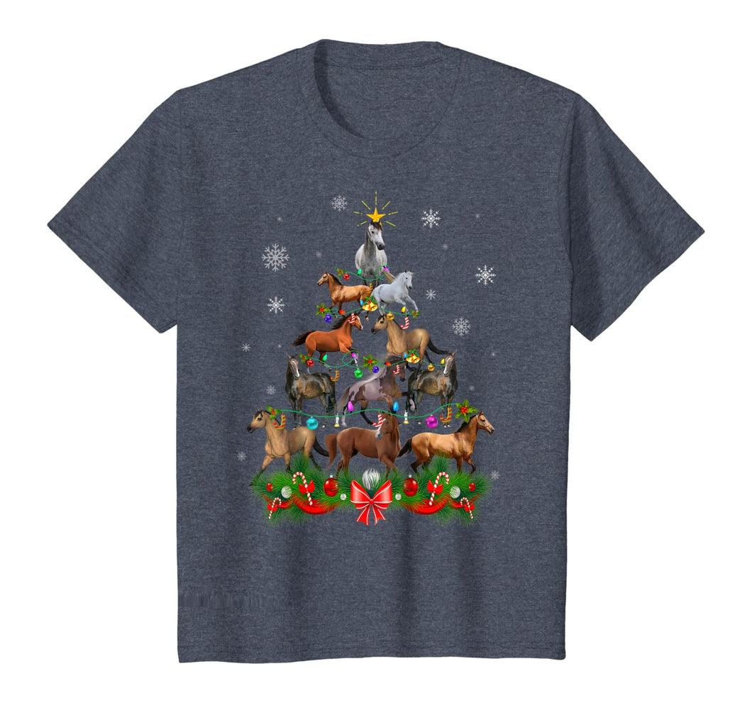 Horse Christmas Tree Lights Funny Horse Xmas Gift T-Shirt