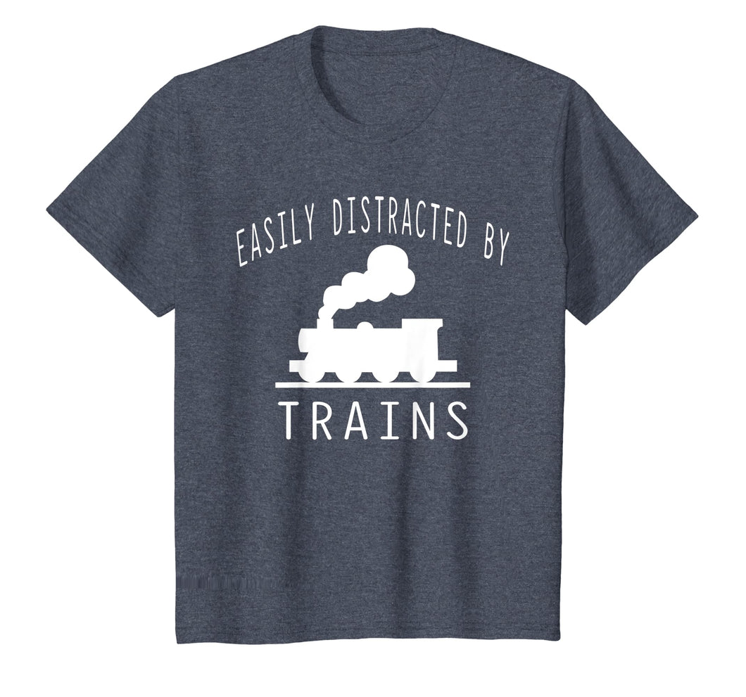 Easily Distracted By Trains T-Shirt Hobby Train Lover Gifts