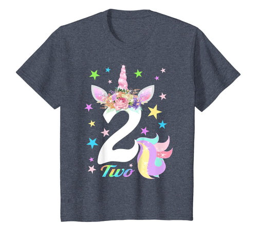 Kids Number 2 (Two) Unicorn 2nd Birthday Shirt for 2 Year Old