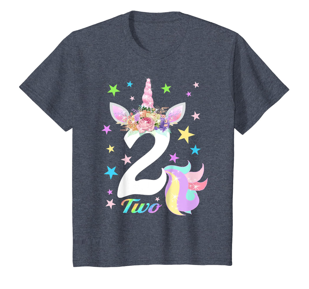 Kids Number 2 (Two) Unicorn 2nd Birthday Shirt for 2 Year Old