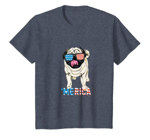 4th July Shirt Gift Men Women Kids Merica Pug USA Flag Tee