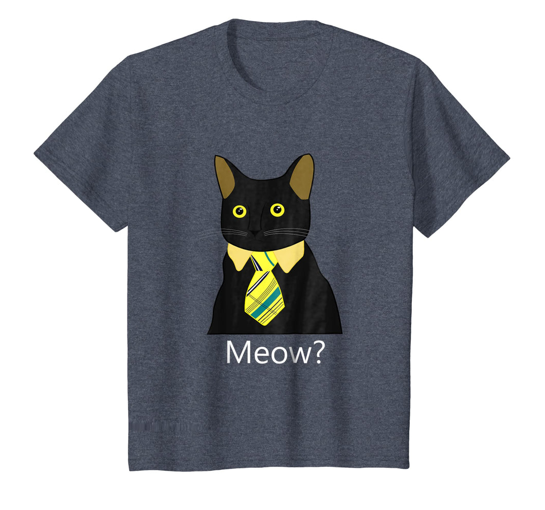 Black Business Cat Kitten with Yellow Tie T-shirt Tee Tshirt