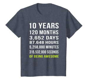 10th Birthday Gift T Shirt 10 Years Old Being Awesome Tee