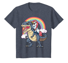 Load image into Gallery viewer, Unicorn Riding Dinosaur T rex Shirt Boys Girls Kids Rainbow
