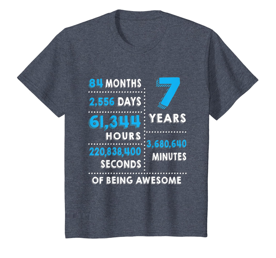 7th Birthday Gift T Shirt 7 Years Old Being Awesome Tee