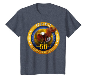Apollo 11 Golden 50th Anniversary Eagle and Moon T Shirt Tee