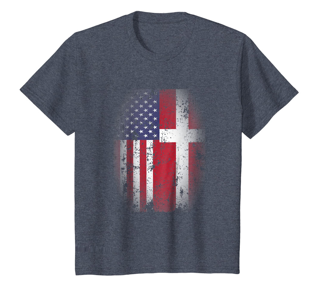 Danish American Mixed Flags T-Shirt USA Denmark Danmark Flag