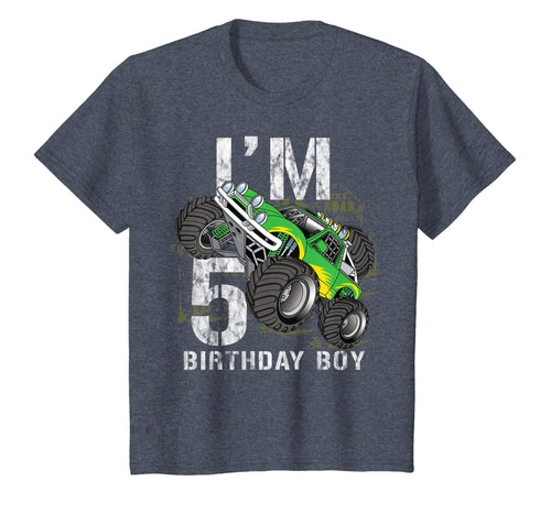 Kids Kids Monster Trucks 5th Birthday Shirt Boys Five Years Old