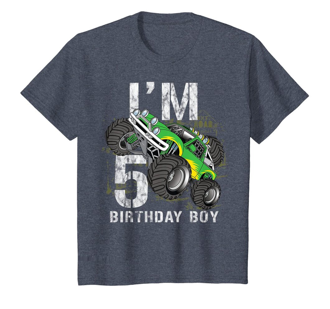 Kids Kids Monster Trucks 5th Birthday Shirt Boys Five Years Old