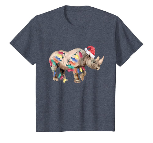 Santa Rhino Christmas Lights Rhino Lover Christmas Gift T-Shirt