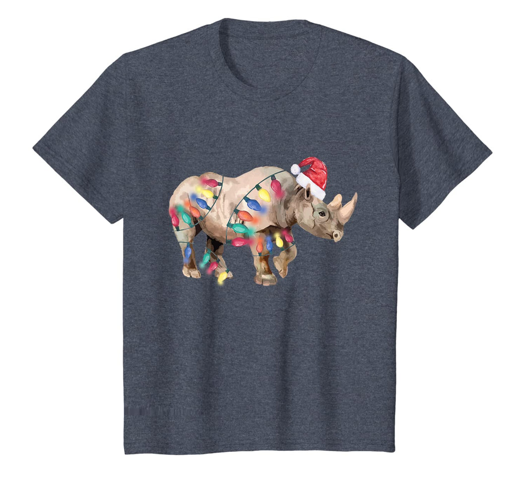 Santa Rhino Christmas Lights Rhino Lover Christmas Gift T-Shirt