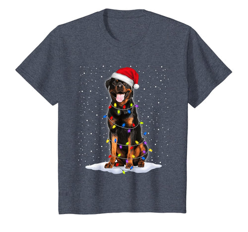 Rottweiler Santa Christmas Tree Lights Xmas Gifts T-Shirt-1250489