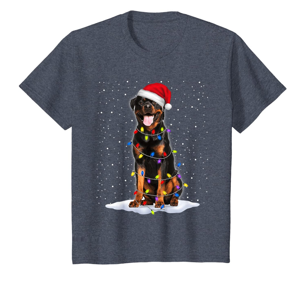 Rottweiler Santa Christmas Tree Lights Xmas Gifts T-Shirt-1250489