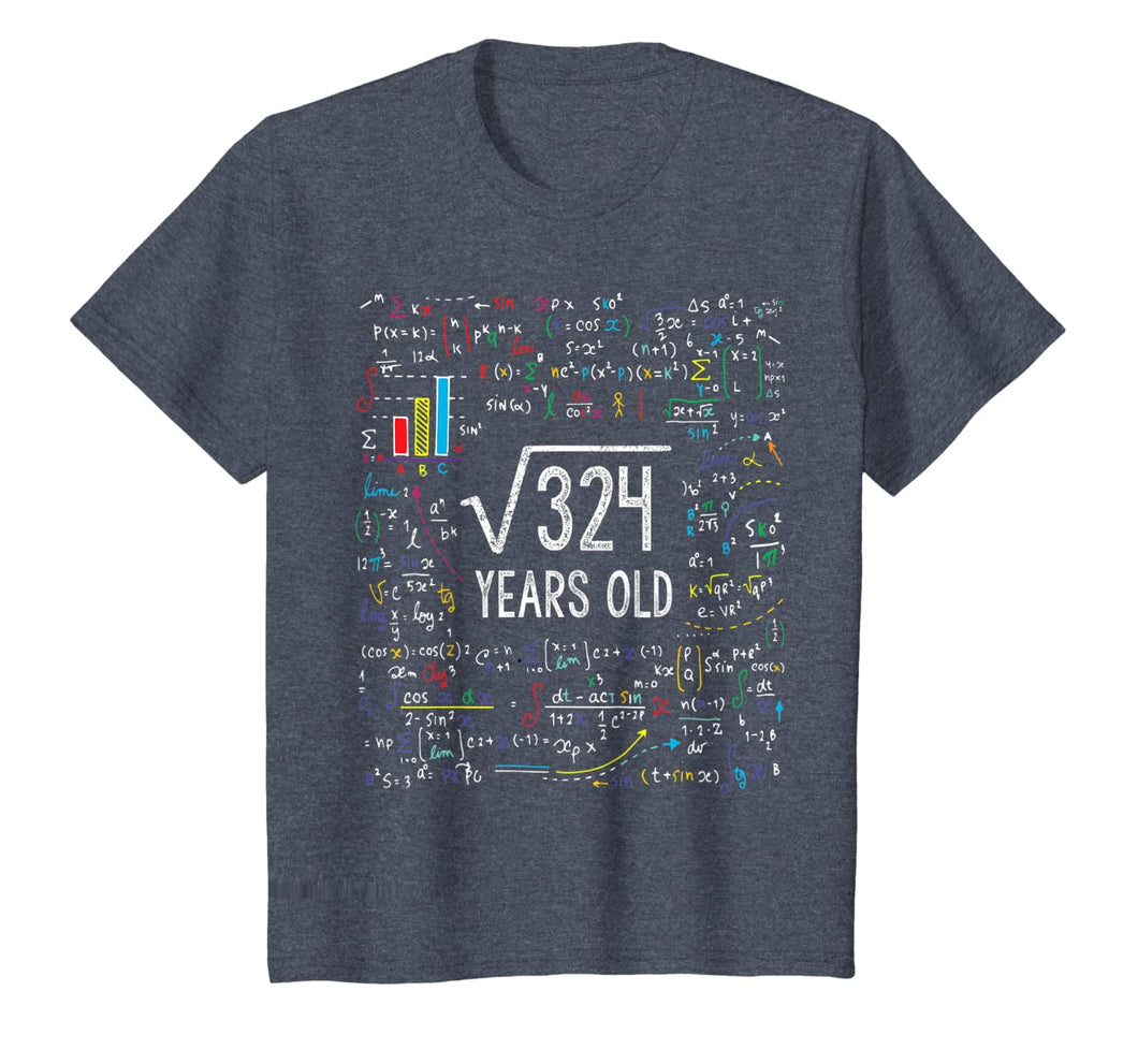 Square Root Of 324 18th Birthday 18 Year Old Gifts Math Bday T-Shirt-197091