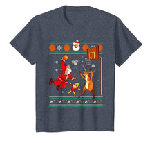 Load image into Gallery viewer, Basketball Christmas Ugly Sweater Dunking Santa and Reindeer T-Shirt-2347380
