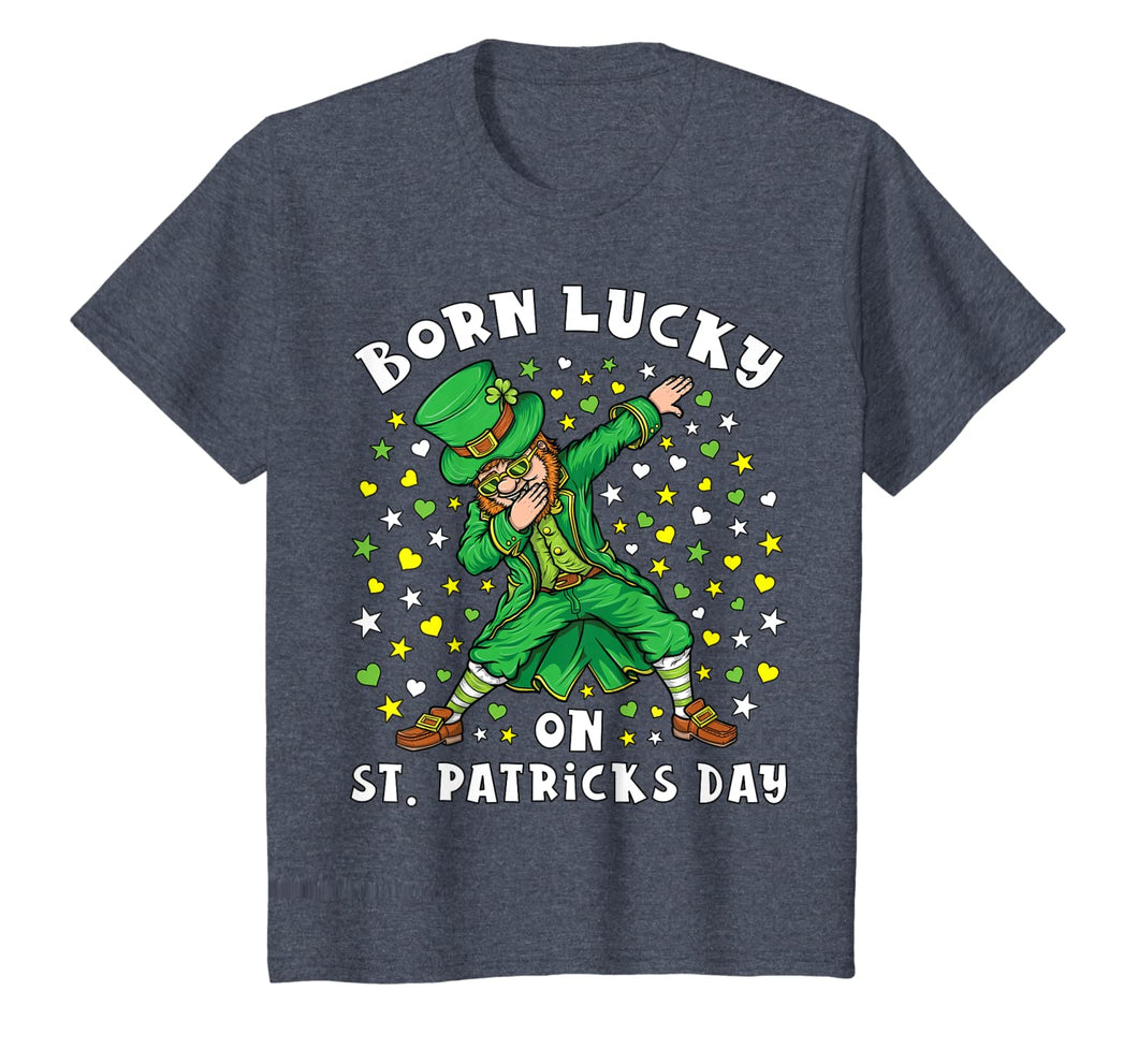 Born Lucky On St Patrick's Day Dabbing Leprechaun Birthday T-Shirt-711770