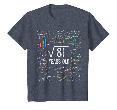 Kids Square Root Of 81 9th Birthday 9 Year Old Gifts Math Bday T-Shirt-346715