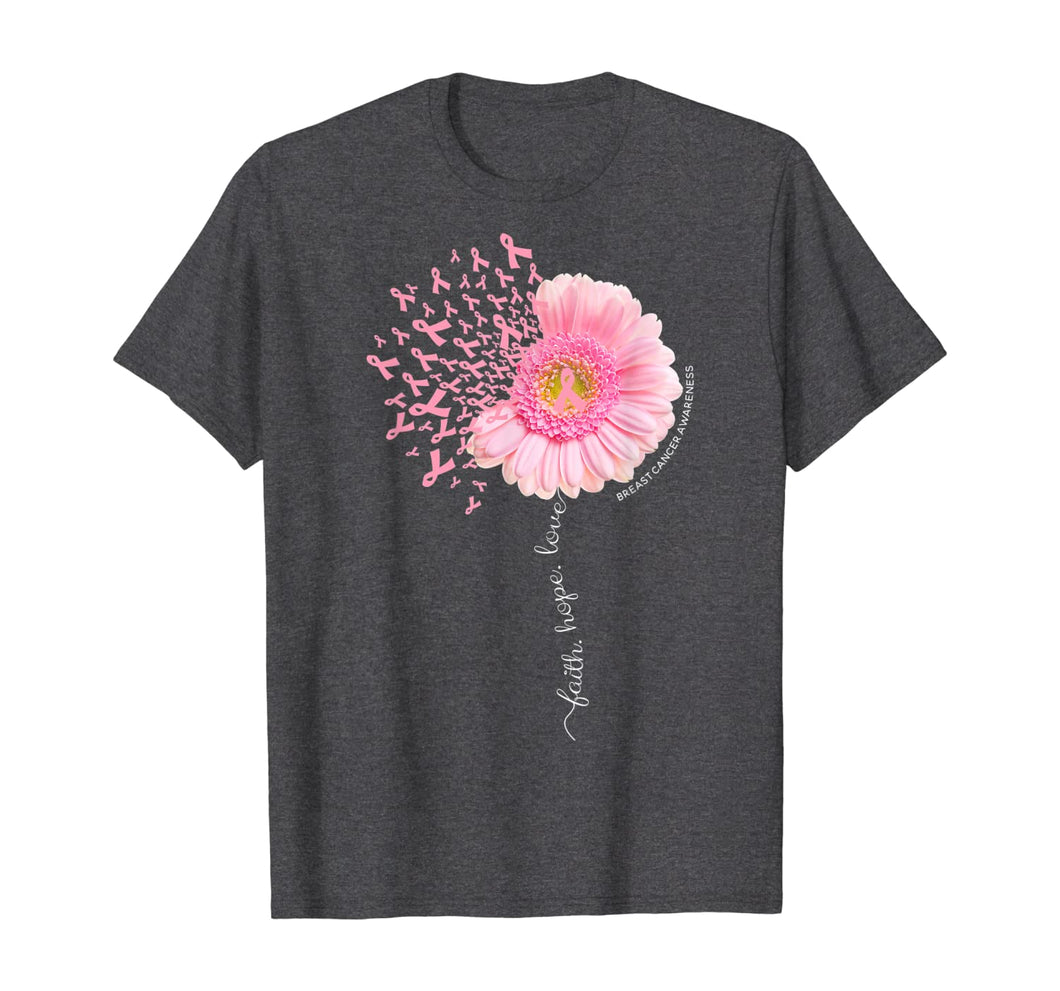 Daisy Dandelion Faith Hope Love Breast Cancer Awareness T-Shirt