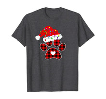 Load image into Gallery viewer, Buffalo Plaid Christmas Paw Dog with Santa hat &amp; Lights Gift T-Shirt
