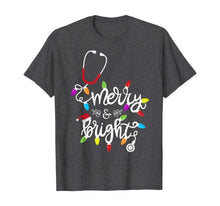 Load image into Gallery viewer, Nurse Stethoscope Merry and Bright Christmas Lights Gift T-Shirt
