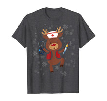 Load image into Gallery viewer, Medical Scrub Top Reindeer Nurse With Stethoscope Christmas T-Shirt
