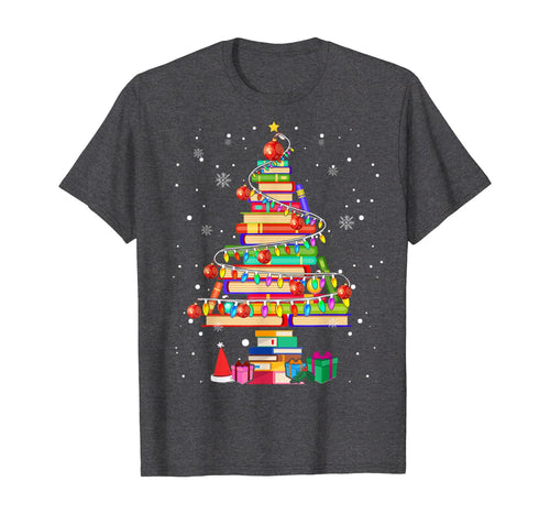 Merry Christmas Library Tree Cute Book Lover Librarian Gifts T-Shirt