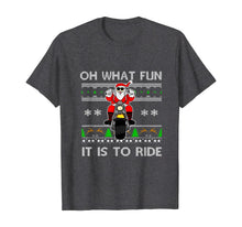 Load image into Gallery viewer, Oh What Fun It Is To Ride Santa Biker Ugly Sweater Present T-Shirt
