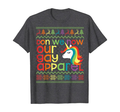 Gay Christmas Rainbow Unicorn Don We Now Our Gay Apparel T-Shirt