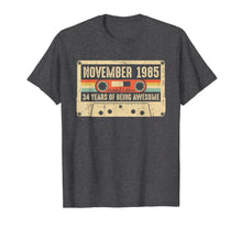 Load image into Gallery viewer, Vintage November 1985 34th birthday Gift Retro Cassette Tape T-Shirt

