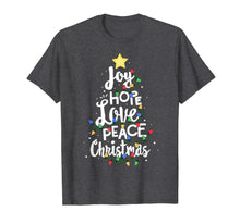 Load image into Gallery viewer, Joy Hope Love Peace Christmas Tree Red Buffalo Plaid Xmas T-Shirt
