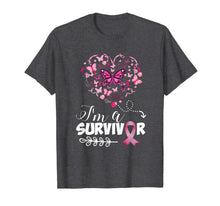 Load image into Gallery viewer, I'm a survivor heart pink ribbon breast cancer awareness T-Shirt
