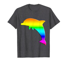 Load image into Gallery viewer, Dauphin Silhouette Watercolor tee Cool Rainbow T-Shirt
