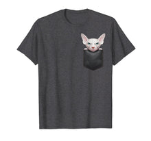 Load image into Gallery viewer, White Sphynx Cat in Breast Pocket T-Shirt
