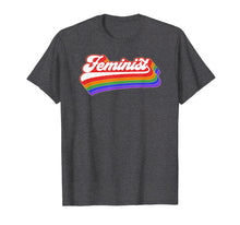 Load image into Gallery viewer, Feminist T Shirt. Retro 70's Feminism Shirt. Vintage Rainbow
