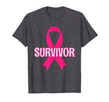 Load image into Gallery viewer, Breast Cancer Survivor T-shirt with Bold Pink Ribbon
