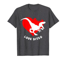 Load image into Gallery viewer, Love Bites Velociraptor Dinosaur T-Shirt For Valentine's Day
