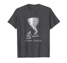 Load image into Gallery viewer, Funny Storm Chasing T-Shirt With Man Running Toward Tornado
